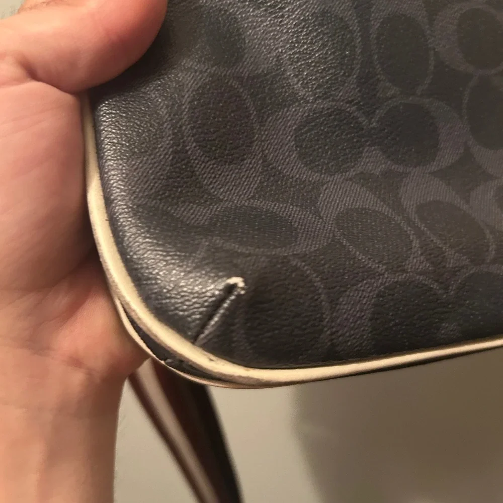 Coach Crossbody Bag Womens Black Signature Monogram Collegiate Shoulder CB915